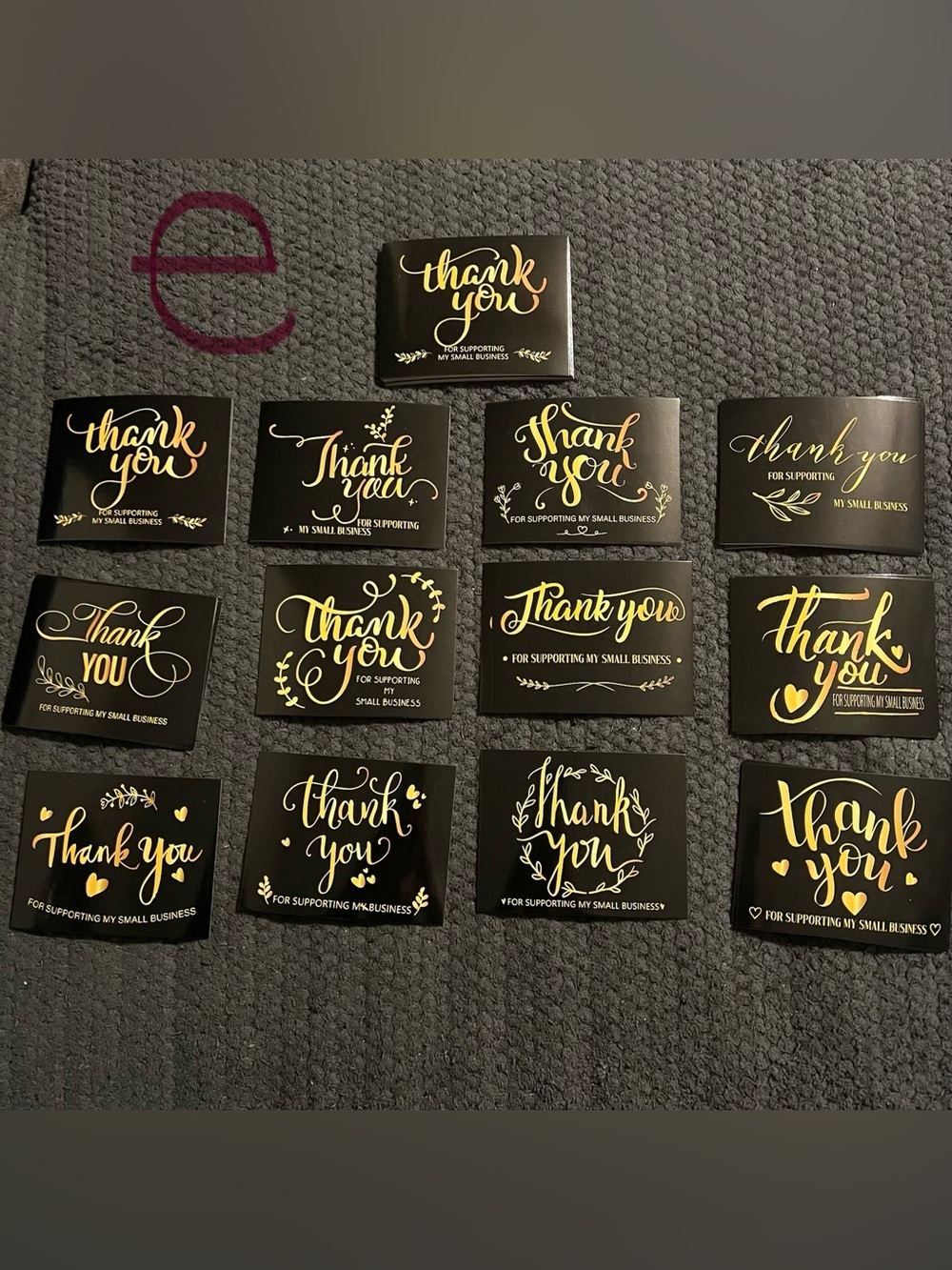 40 Thank You cards - Black with Gold Foil - Small Business Packaging